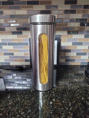 Stainless Steel Pasta Storage Canister with Window - Silver